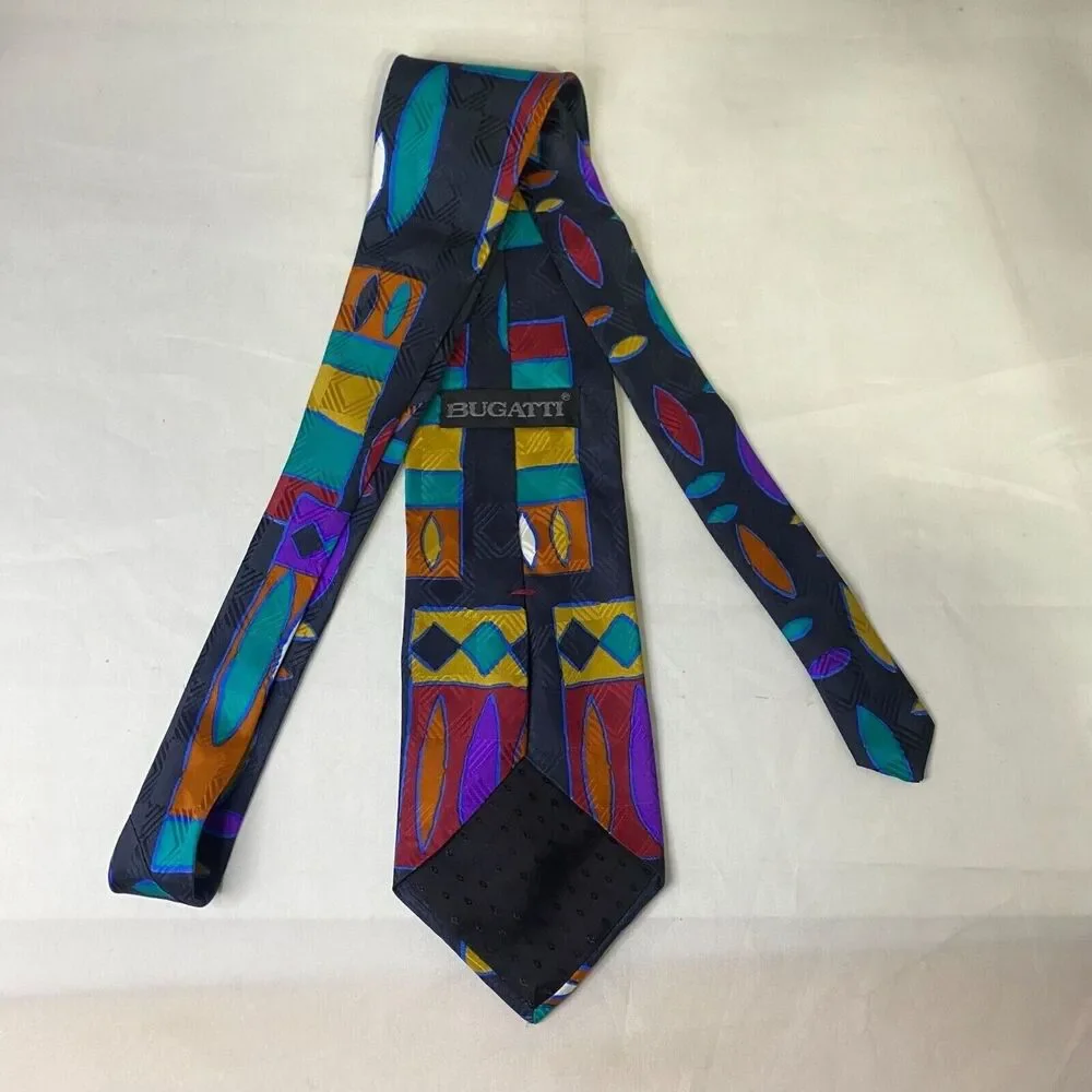 #6602 Bugatti Multi-colored Abstract Men's Necktie, Tie